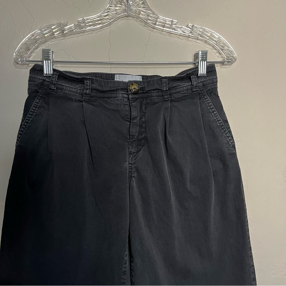 By Anthropologie Mid Rise Washed Black Wide Leg Pleated Trouser Pants - Picture 5 of 13